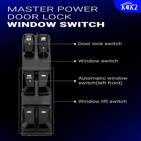 93571-2S000 Front Left Driver Side Power Window Door Lock Switch with Auto Up & Down for 2010-2015 Hyundai Tucson 2.0L 2.4L with Auto Up&Down Windows Replaces# 935712S000 in Kuwait