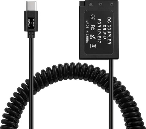 بطارية USB C إلى LP-E17 Dummy Battery لـ Canon EOS R8 T6S T6I T7I X8I SL2 800D 9000D CAMERA 9V/12V PD DR-E18 in Kuwait