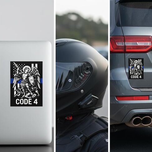 ملصق Code 4 St Michael رفيع باللون الأزرق، ملصق من الفينيل لدعم إنفاذ القانون رئيس الملائكة مايكل، ملصق فينيل لدعم الشرطة العلم الأمريكي المتعثر لنافذة السيارة والشاحنة والكمبيوتر المحمول (5 قطع) in Kuwait