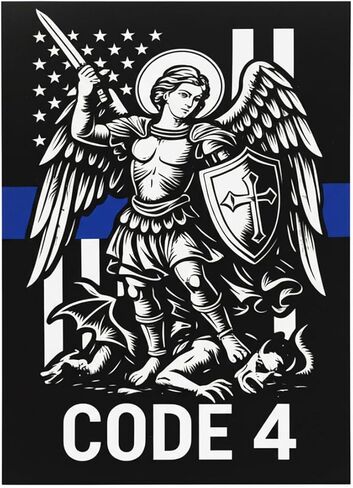 ملصق Code 4 St Michael رفيع باللون الأزرق، ملصق من الفينيل لدعم إنفاذ القانون رئيس الملائكة مايكل، ملصق فينيل لدعم الشرطة العلم الأمريكي المتعثر لنافذة السيارة والشاحنة والكمبيوتر المحمول (5 قطع) in Kuwait