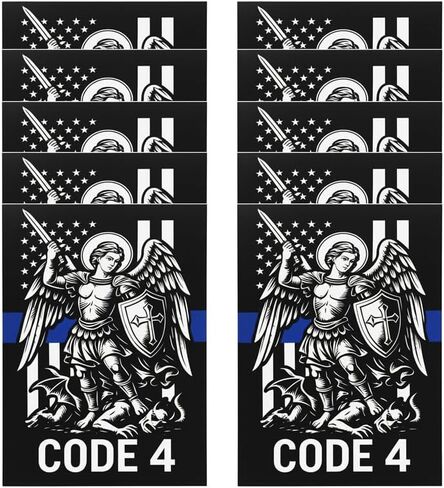 ملصق Code 4 St Michael رفيع باللون الأزرق، ملصق من الفينيل لدعم إنفاذ القانون رئيس الملائكة مايكل، ملصق فينيل لدعم الشرطة العلم الأمريكي المتعثر لنافذة السيارة والشاحنة والكمبيوتر المحمول (5 قطع) in Kuwait