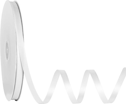 LIUYAXI White Satin Ribbon 3/8 inch x Continuous 100 Yards, Thin Ribbon Double Faced Use for Wedding Invitation Card, Gift Wrapping, Christmas Ornaments,Tag Decoration in Saudi Arabia