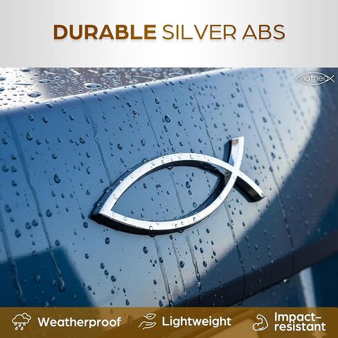 Jesus Fish Car Emblem – Chrome Christian Fish Symbol for Vehicles – Durable Religious Car Sticker for Christian Car Decor – Waterproof Jesus Car Accessory for Faith-Based Auto Expression in Saudi Arabia