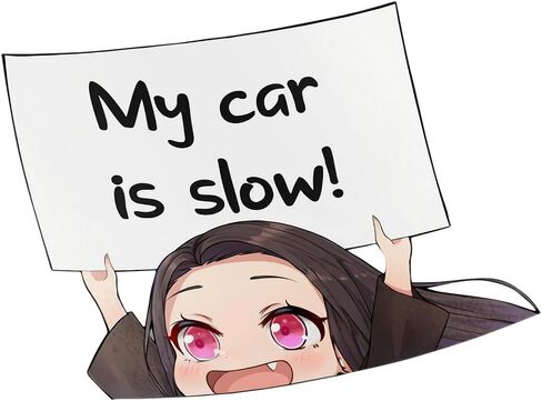 5.1" Funny Demon Girl My Car is Slow Warning Car Decals Caravan Rear Windshield Electric-Bicycle Vehicle Vinyl Trunk DIY Stickers in Saudi Arabia