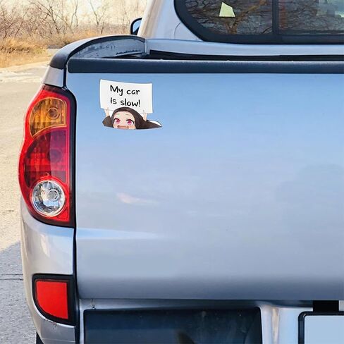 5.1" Funny Demon Girl My Car is Slow Warning Car Decals Caravan Rear Windshield Electric-Bicycle Vehicle Vinyl Trunk DIY Stickers in Saudi Arabia