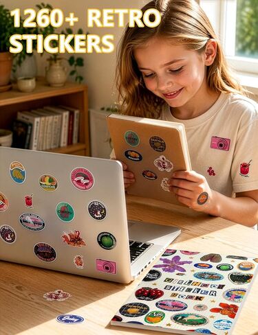 1260+ Retro Aesthetic Sticker Book for Journaling & Scrapbooking, Cute Vintage Girlhood Stickers for Teens & Adults, DIY Planner, Water Bottle, Laptop & Scrapbook Decoration Supplies in Saudi Arabia