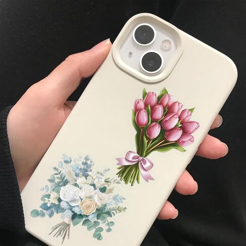 50Pcs Flower Stickers, Transparent Nature Floral Stickers for Adult, Scrapbook Supplies for Journaling Card Making DIY, Waterproof Sticker for Water Bottle Letters Decoration in Kuwait