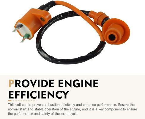 Motorcycle Ignition Coil and Spark Plug Nozzle, GY6 50cc 125cc 150cc Engine Modification Part, High-voltage Four-stroke Ignition Coil, Universal for Motorcycle Off-road Scooter (Orange) in Kuwait