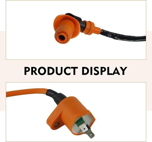 Motorcycle Ignition Coil and Spark Plug Nozzle, GY6 50cc 125cc 150cc Engine Modification Part, High-voltage Four-stroke Ignition Coil, Universal for Motorcycle Off-road Scooter (Orange) in Kuwait
