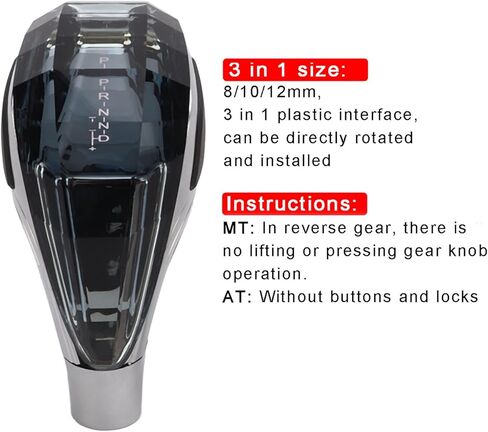 KIMISS LED Gear Shift Knob for Cars, 7-Color Auto-Switch, Touch Activated Shifter Head, Fits M12 M10 M8 Lever, Crystal Design in Saudi Arabia