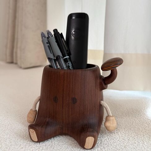 Handmade Stump Pen Holder, Wooden Desk Organizer, Stationery Box, Wood Pen Cup, Desktop Decor Gift, Office School Supplies Storage in Kuwait