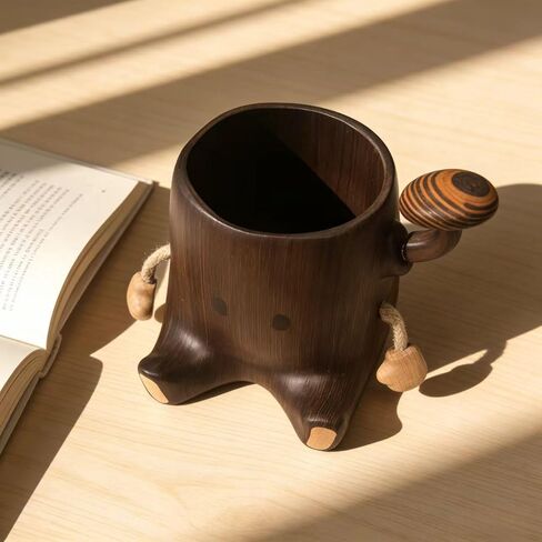 Handmade Stump Pen Holder, Wooden Desk Organizer, Stationery Box, Wood Pen Cup, Desktop Decor Gift, Office School Supplies Storage in Kuwait