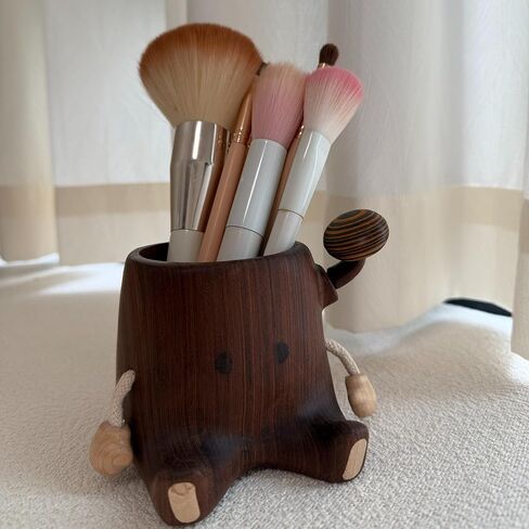 Handmade Stump Pen Holder, Wooden Desk Organizer, Stationery Box, Wood Pen Cup, Desktop Decor Gift, Office School Supplies Storage in Kuwait