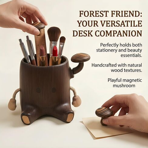Handmade Stump Pen Holder, Wooden Desk Organizer, Stationery Box, Wood Pen Cup, Desktop Decor Gift, Office School Supplies Storage in Kuwait