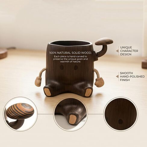 Handmade Stump Pen Holder, Wooden Desk Organizer, Stationery Box, Wood Pen Cup, Desktop Decor Gift, Office School Supplies Storage in Kuwait