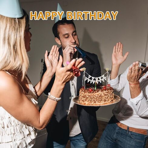 Mini Birthday Banner & Cake Topper Set, 8.4 Inch Happy Birthday Banner for Gift Box, Brown Paper & Wooden Flag Garland for Party Decorations (1 Pcs) in Saudi Arabia
