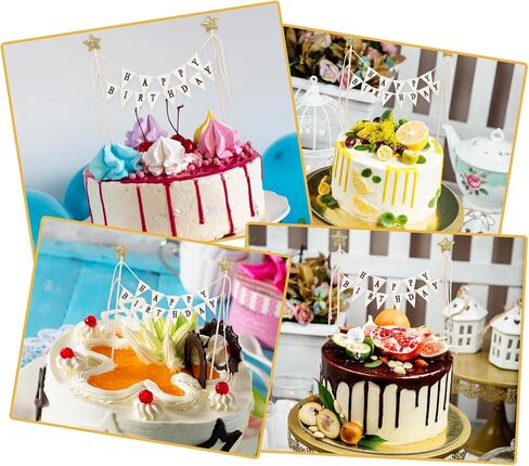 Mini Birthday Banner & Cake Topper Set, 8.4 Inch Happy Birthday Banner for Gift Box, Brown Paper & Wooden Flag Garland for Party Decorations (1 Pcs) in Saudi Arabia