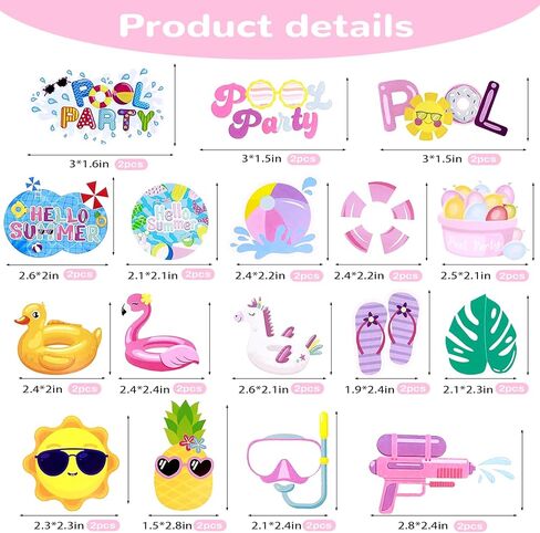 Summer Cupcake Toppers Swimming Pool Cupcake Decoration 36 Pcs Summer Hawaii Themed Cake Picks Pool Party Birthday Decorations Beach Flamingo Cake Toppers for Swimming Tropical Beach Baby Shower Party in Kuwait