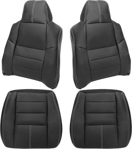 أغطية مقاعد جلدية بديلة للسائق والراكب باللون الأسود من GXARTS مناسبة لفورد F250 F350 F450 F550 2008 2009 2010 Super Duty Lariat in Kuwait