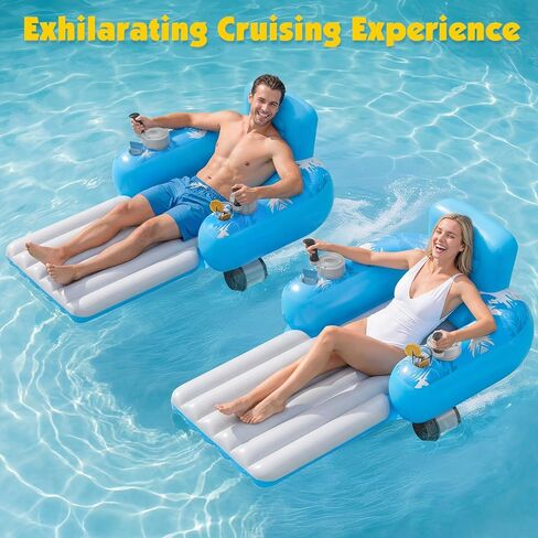HopeRock Inflatable Motorized Pool Floats for Adults - Rechargeable Pool Lounger with Dual Motors & 2 Storage Compartments, Electric Water Lounger Float, Pool Raft Holds up to250lb, Pool Toys Adults in Saudi Arabia