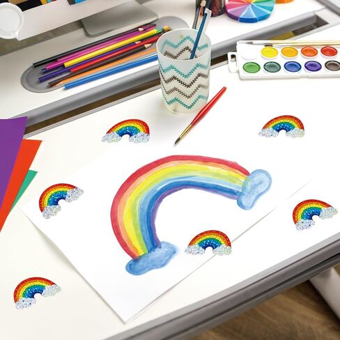 500Pcs Rainbow Sticker,1.5in Glitter Vinyl Stickers,Holographic Rainbow for Envelope Journal Decor Birthday Teacher Reward in Saudi Arabia