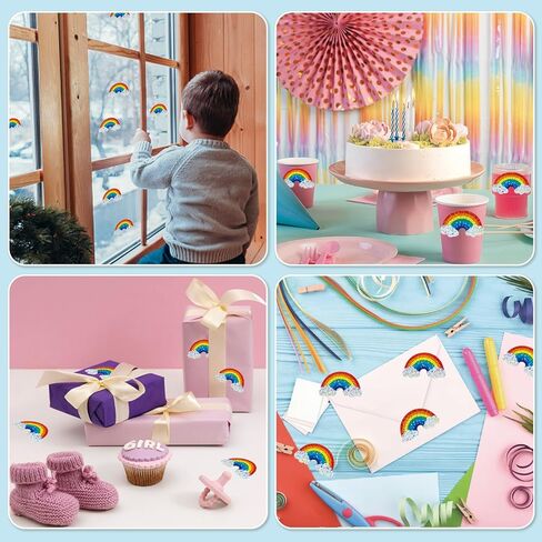 500Pcs Rainbow Sticker,1.5in Glitter Vinyl Stickers,Holographic Rainbow for Envelope Journal Decor Birthday Teacher Reward in Saudi Arabia