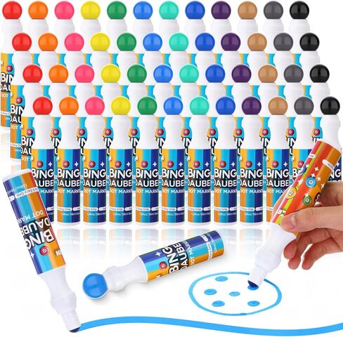 مجموعة Crtiin مكونة من 48 لونًا مختلطًا من أقلام التحديد المنقطة من Bingo Daubers ومستلزمات البنغو السائبة في 12 لونًا من أقلام التحديد الفنية المنقطة بوزن 1.28 أونصة مثالية لمستلزمات الرسم الفنية والحرف اليدوية وتلوين الرسم in Saudi Arabia