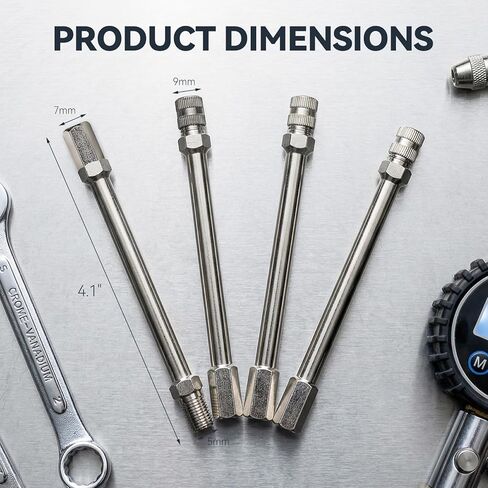 4 PCS Valve Stem Extenders, 100mm 4 Inch Straight Auto Tire Valve Extension Rod Stem Caps, Leak-Proof Chrome Air Tire Stems Extender for Cars Trucks RVs Motorcycles in Saudi Arabia