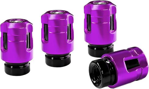 4 PCS Car Tire Valve Stem Caps, Unique Shape Leak-Proof Aluminum Auto Tire Air Caps, Corrosion-Resistant Wheel Valve Dust Covers Exterior Decor for Truck SUV Motorcycle (Blue) in Kuwait