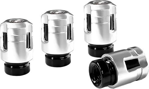 4 PCS Car Tire Valve Stem Caps, Unique Shape Leak-Proof Aluminum Auto Tire Air Caps, Corrosion-Resistant Wheel Valve Dust Covers Exterior Decor for Truck SUV Motorcycle (Blue) in Kuwait