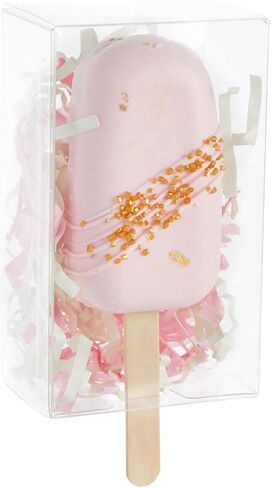Stockroom Plus Cakesicle Boxes - 50 Pack 3.7 x 2.2 x 1.57 in Clear Plastic - Flat Cake Pop Box with Pop Stick Opening - Clear Containers for Party Favors in Kuwait