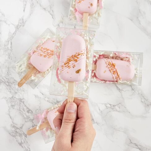 Stockroom Plus Cakesicle Boxes - 50 Pack 3.7 x 2.2 x 1.57 in Clear Plastic - Flat Cake Pop Box with Pop Stick Opening - Clear Containers for Party Favors in Kuwait