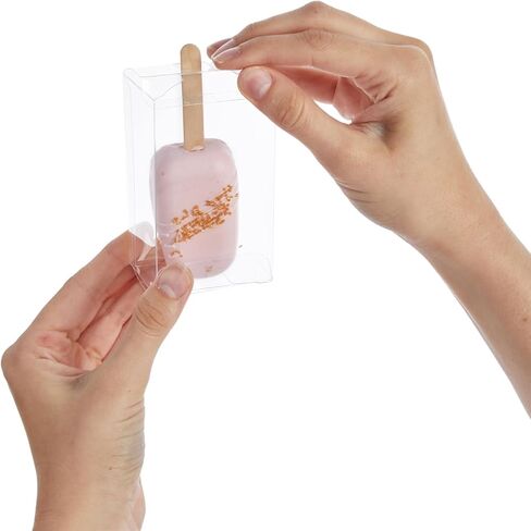 Stockroom Plus Cakesicle Boxes - 50 Pack 3.7 x 2.2 x 1.57 in Clear Plastic - Flat Cake Pop Box with Pop Stick Opening - Clear Containers for Party Favors in Kuwait