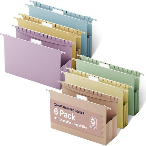 XINGIA Legal Size Hanging File Folders, Expandable 4 Inch File Folders Legal Size with Tabs, 6 Pack File Folders for Filling Cabinets, Hanging File Folder Organizer for School Office Home in Saudi Arabia