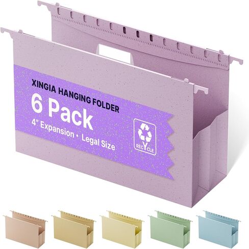 XINGIA Legal Size Hanging File Folders, Expandable 4 Inch File Folders Legal Size with Tabs, 6 Pack File Folders for Filling Cabinets, Hanging File Folder Organizer for School Office Home in Saudi Arabia