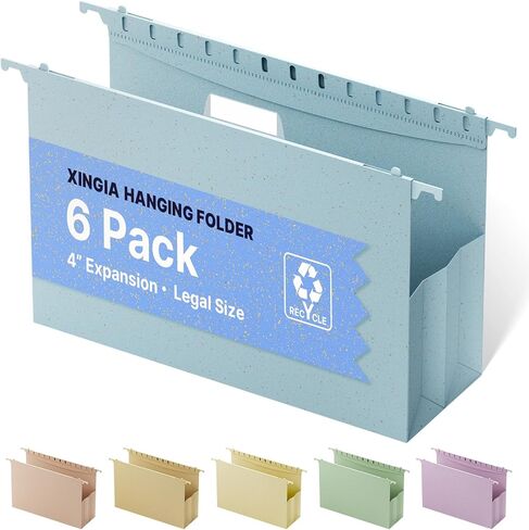 XINGIA Legal Size Hanging File Folders, Expandable 4 Inch File Folders Legal Size with Tabs, 6 Pack File Folders for Filling Cabinets, Hanging File Folder Organizer for School Office Home in Saudi Arabia