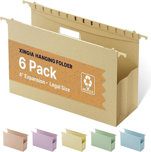 XINGIA Legal Size Hanging File Folders, Expandable 4 Inch File Folders Legal Size with Tabs, 6 Pack File Folders for Filling Cabinets, Hanging File Folder Organizer for School Office Home in Saudi Arabia