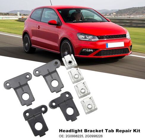 Pyhodi Headlight Tab Repair Kit, Left Right Side Headlight Headlamp Bracket Tab Repair Kits, Aluminium Alloy Simple Installation Scratch Resistant Stable Construction 2G0998225 in Kuwait