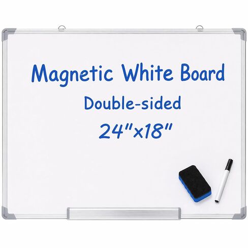 Elevon Magnetic Whiteboard Dry Erase Board Silver Aluminum Frame with Eraser and Marker Pen, Multiple Sizes (24 X 18 in) in Saudi Arabia