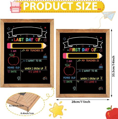 First and Last Day of School Board Sign 11x14in Double Sided Back to School Chalkboard Signs with Frame Reusable Wood 1st Day of Preschool Board Sign for Kindergarten Preschool Girl Boy Photo Prop in Kuwait