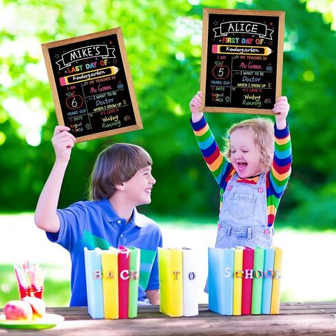 First and Last Day of School Board Sign 11x14in Double Sided Back to School Chalkboard Signs with Frame Reusable Wood 1st Day of Preschool Board Sign for Kindergarten Preschool Girl Boy Photo Prop in Kuwait