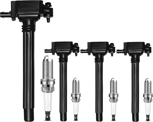 Set of 4 Ignition Coil Pack and Iridium Spark Plugs Compatible with Jeep Cherokee 2014-2020, Compass 2018-2020, Renegade 2015-2020 & Chrysler 200 & Ram ProMaster City & Dodge Dart in Saudi Arabia