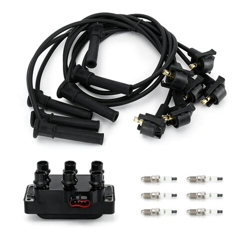 Set of 1 DG452 Ignition Coil & 6PCS 41-962 Spark Plugs & Wires Set for Aerostar E-150/250 Explorer F-150 Ranger V6 1990-2010 for Mazda 626 B3000 B4000 V6 1991-2010 for Mercury V6 4.0L 1998-2010 in Saudi Arabia