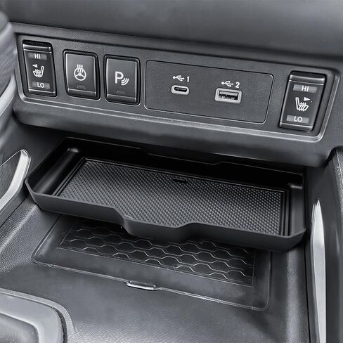 HGWEI Center Console Organizer Compatible with 2022-2026 Nissan Frontier Interior Accessories - 2PCS Middle Armrest Storage Drawer Insert and Front Sliding Tray Console Divider, Black in Kuwait