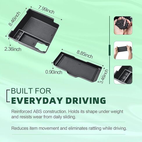 HGWEI Center Console Organizer Compatible with 2022-2026 Nissan Frontier Interior Accessories - 2PCS Middle Armrest Storage Drawer Insert and Front Sliding Tray Console Divider, Black in Kuwait