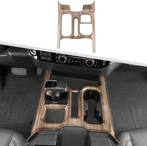 Jimen Compatible with Chevrolet Silverado 2022-2024, Center Console Gear Shift Panel Cover Trim (Black Wood Grain) in Kuwait