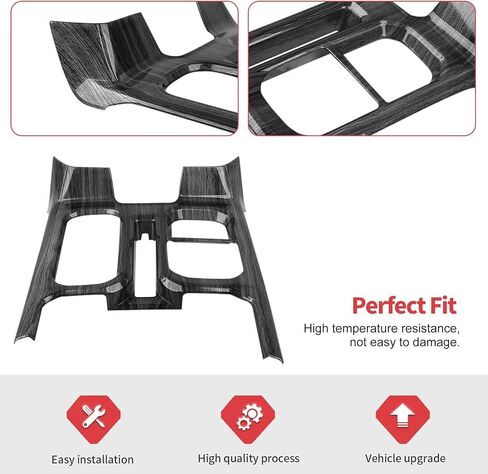 Jimen Compatible with Chevrolet Silverado 2022-2024, Center Console Gear Shift Panel Cover Trim (Black Wood Grain) in Kuwait