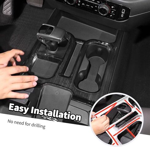 Jimen Compatible with Chevrolet Silverado 2022-2024, Center Console Gear Shift Panel Cover Trim (Black Wood Grain) in Kuwait