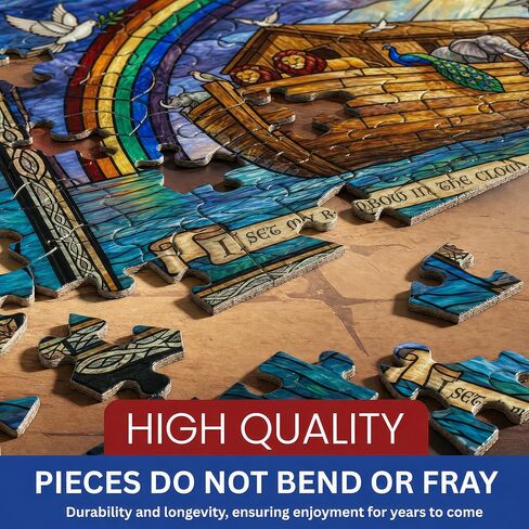 500 pc 4-in-1 Stained Glass Christian Puzzles for Adults, Noah's Ark, Tree of Life, Religious Jigsaw Puzzles, Bible Verse Puzzles for Adults, Scripture Puzzle Set in Saudi Arabia