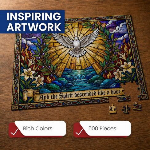 500 pc 4-in-1 Stained Glass Christian Puzzles for Adults, Noah's Ark, Tree of Life, Religious Jigsaw Puzzles, Bible Verse Puzzles for Adults, Scripture Puzzle Set in Saudi Arabia